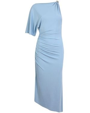 House of Ika Draped One-Shoulder Buckle Dress - Blue