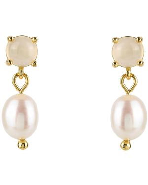 Ballinger Jewellery Opal Pearl Drop Earrings - Metallic