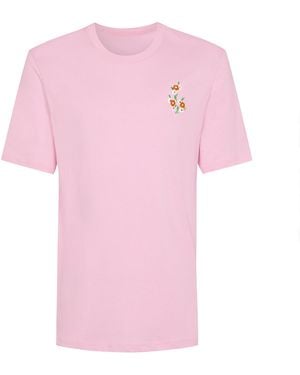 INGMARSON Floral Embroidered Organic Cotton T-Shirt - Pink