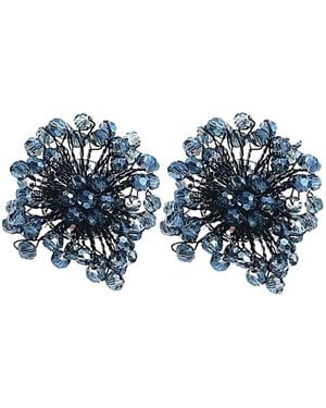 Fairchild Baldwin Button Earrings Denim - Blue