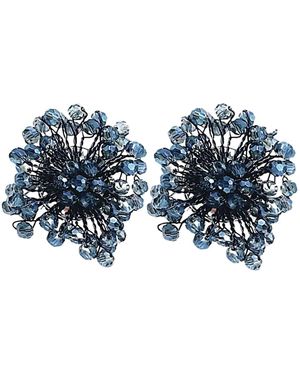 Fairchild Baldwin Button Earrings Denim - Blue