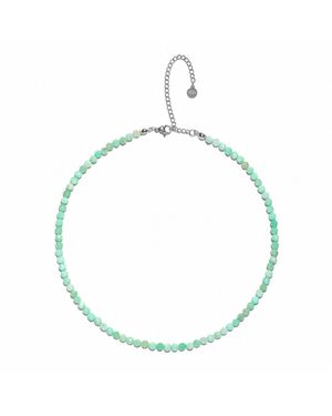 Seven Saints Chrysoprase Choker Necklace – Higher Truth & Uplifting Clarity, Gemstone Jewellery, Rhodium Plated - Blue