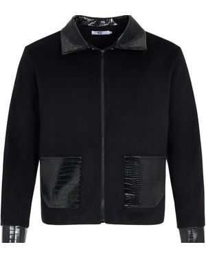 The Gt Atelier Outerwear Jacket With Leather Pockets - Black