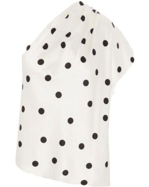 The Summer Edit Emily Silk One-Shoulder Top - White