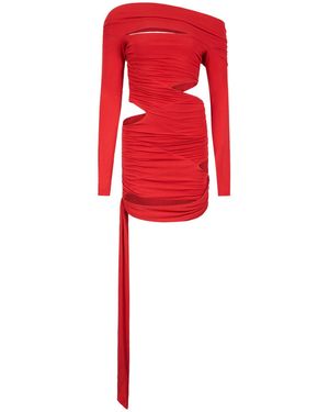 Egyptian Blue Chilli Faux Wrap Dress - Red