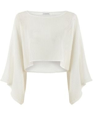 Lilamie Carmen Loose Fit Long Sleeve Beach Blouse - White