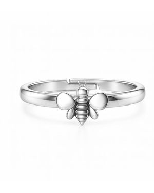 Unaloe Sterling Small Bee Ring – Adjustable Symbolic Nature-Inspired Ring For - Metallic