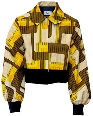 Couture to Your Door Geometric Seventies Denim Jacket - Yellow