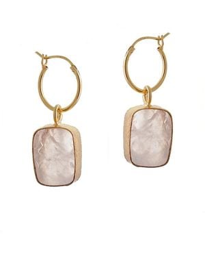Goddess Charms Rose Quartz Elemental Crystal Earrings - Metallic