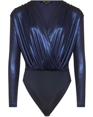 Urban Touch Premium Jersey Metallic Wrap Bodysuit - Blue