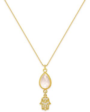 Seven Saints Lunarveil Hamsa Moonstone Necklace For Protection - Metallic