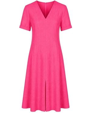 Oh!Zuza Echo Viscose Midi Dress Short Sleeve With Pockets - Pink