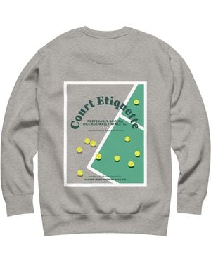 Anchor and Crew Heather Court Etiquette Tennis Club League Organic Cotton Sweatshirt - Grey