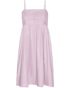 REISTOR Ruched Strappy Mini Cotton Dress - Purple
