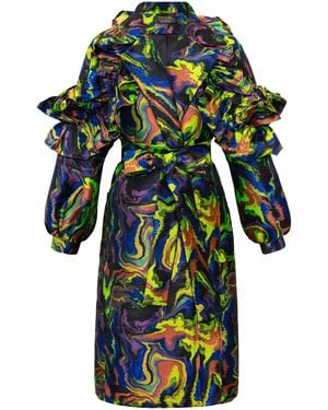 Byvinnik Ruffle Trench Coat - Green
