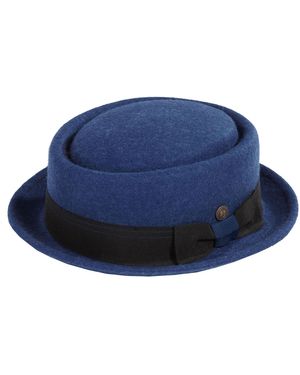 Dasmarca Hats Quintin Azure Felt Oval Crown Porkpie Hat - Blue