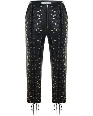 Maison sél Riko Studded Leather Capri Pants - Black