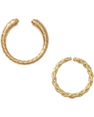Alexie of Athens Byzantine Etched Rope 2 Ring Set - Metallic