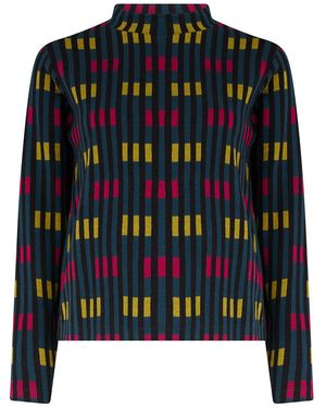 Sugarhill Isabel Jersey Jacquard Top Petrol Lights - Black