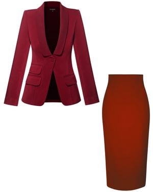 Tia Dorraine Vision Tailored Blazer & Skirt Suit, Burgundy