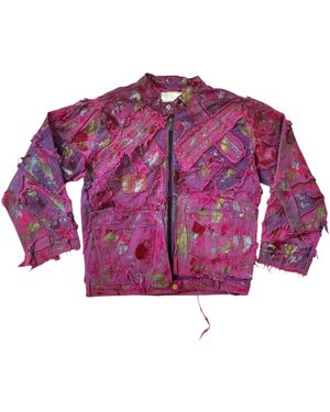 Zasta Studio Wearable Ruins Shredded Denim Colored Jacket A - Purple