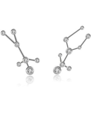 Genevieve Collection Gemini Zodiac Constellation Earing 18K & Diamond - Metallic