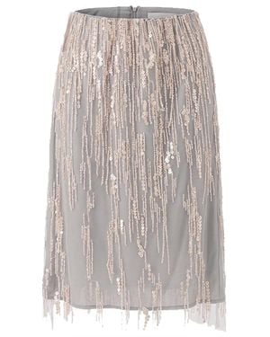 Belsize25 Rose Neutrals Mayfair Series – Beaded Tassel Mesh Skirt - Grey