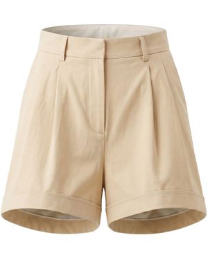 Monlicia Neutrals Lina High Waisted Single Pleat Shorts - Natural