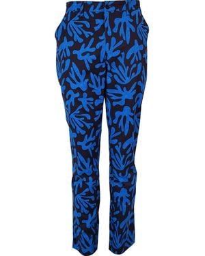 lords of harlech Charles Loop Coral Canvas Trousers - Blue
