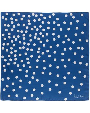 Richard Allan London Large Polka Silk Scarf - Blue