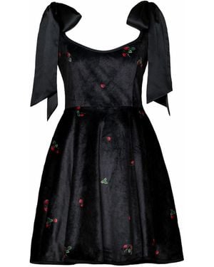 RainSisters Velvet Dress With Tie Straps: Berry Swing - Black