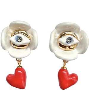 Sculp Love Is. Stud Earrings - White