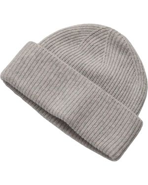 Cove Cashmere Ribbed Beanie - Grey