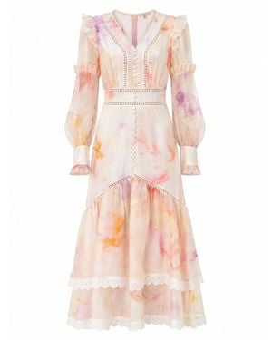 We Are Kindred Josephine Silk Long Sleeve Gown-Rosy Petal - Pink