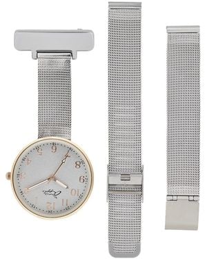 Bermuda Watch Company Annie Apple Empress Interchangeable Rose, Mesh Wrist To Nurse Watch Ladies - White