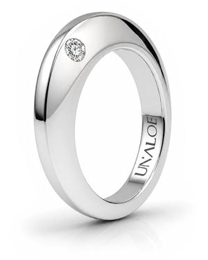 Unaloe Clear Quartz Band Ring – Sterling - Metallic