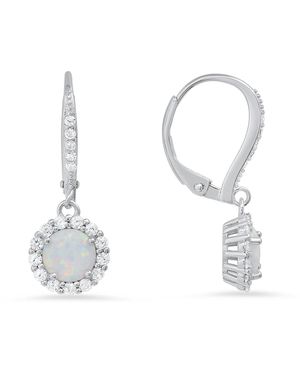 Kylie Harper Opal Halo Leverback Earrings - White