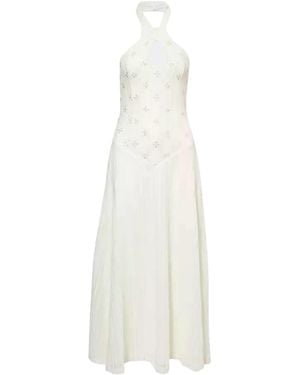 Amy Lynn Gaia Cream Crochet Halterneck Maxi Dress - White