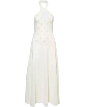 Amy Lynn Gaia Cream Crochet Halterneck Maxi Dress - White