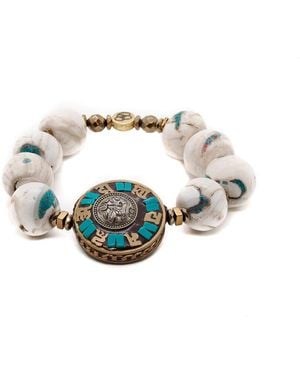 Ebru Jewelry Tibetan Mantra Bracelet - Metallic