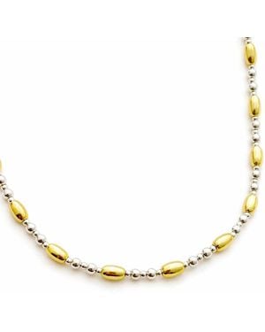 The Pheia Almond Mix Two-Tone Necklace - Metallic