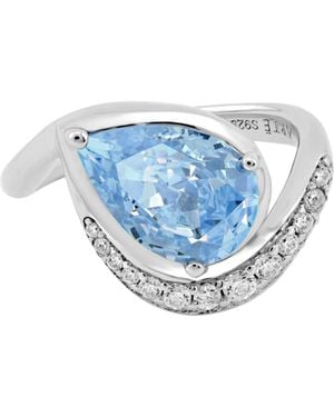 Arte Madrid Sierra Pavé Contour Pear-Shaped Solitaire Ring - Blue