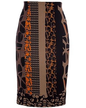 Conquista Print Pencil Skirt By - Brown