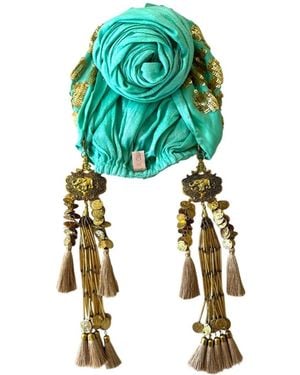 Julia Clancey Jade Edith Hotty Dream Leopard Sequin Turban - Green
