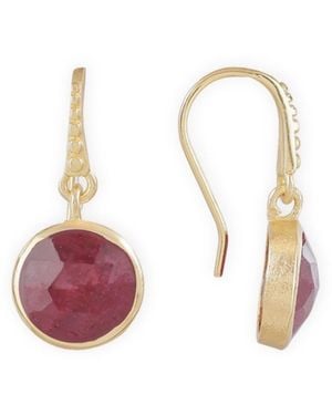 Giselle Vale — London Charis Round Gemstone Earrings Ruby - Pink