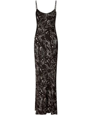 Lily Rou Silk Ray Midi Slip Dress - Black