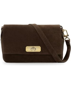Apatchy London The Maisie Midi Chocolate Suede Bag - Brown