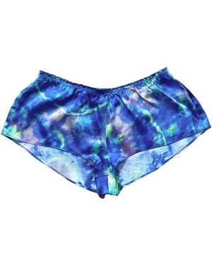 Roy G. Aura Geode Tie Dye Silk Flutter Shorts - Blue