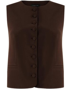 Exquise Regular V-Neck Sleeveless Elowyn Vest - Brown