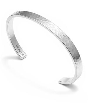 Unaloe Sterling Rigid Bangle For With Medium Hammered Band-Handmade Italian Jewellery - Metallic
